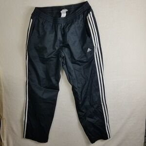 Adidas Mens ClimaProof Track Pants Black White Striped Mesh Lined XL